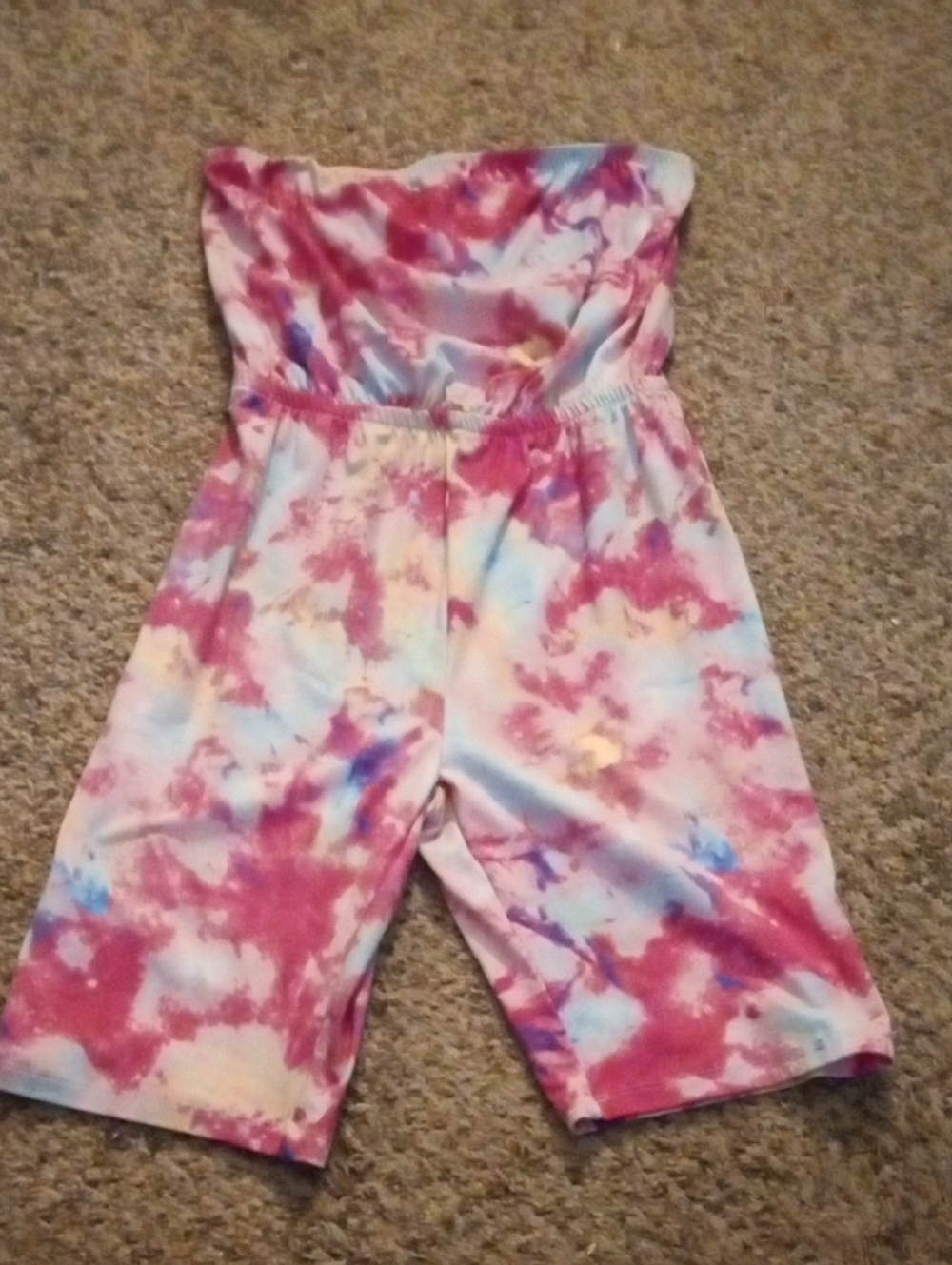 Women's Tie-Dye Pink Romper Shorts